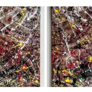 Acrylic Oil Pour Painting Red Orange Blue Drip African American Art